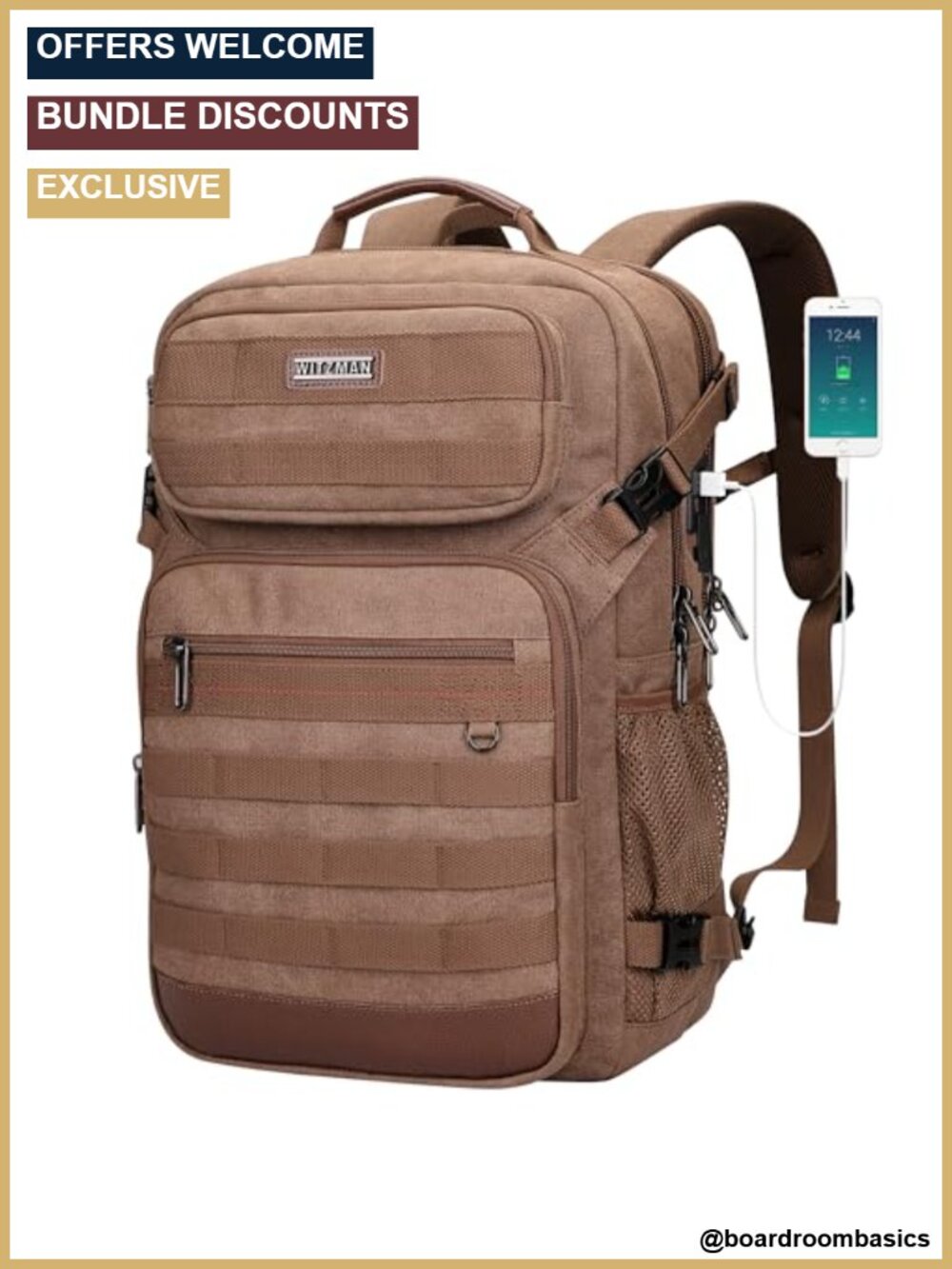Canvas Travel Backpack for Men Multiple Pockets Laptop